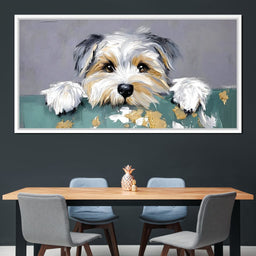 Puppy Yorkshire Eyes Peeking - NicheCanvas