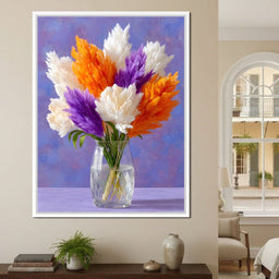 Vibrant Pampas Grass Bouquet Scene - NicheCanvas