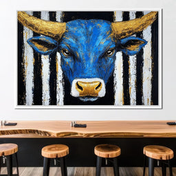 Striped Bull Portrait - Alicia Smith - NicheCanvas