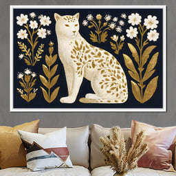 Golden Botanical Leopard Cat - NicheCanvas