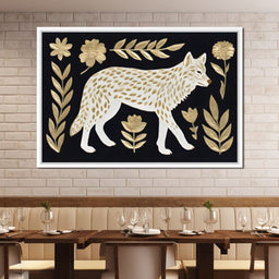 Golden Flora Wolf Night Walk - NicheCanvas