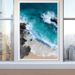 Turquoise Tide on Rock Shore - NicheCanvas