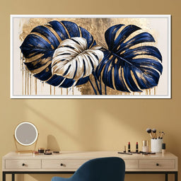 Gilded Monstera Leaves Dancing With Light - NicheCanvas