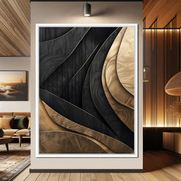 Grey and Gold Wooden Waves 004 - Johanjjf - NicheCanvas