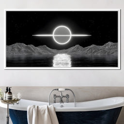 Celestial Orbit Over Silver Sea - NicheCanvas