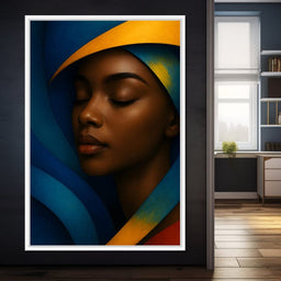 Radiant Silence Blue Gold Muse - NicheCanvas