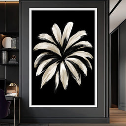 Monochrome Petals Reaching For Night - NicheCanvas