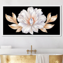 Diamond Heart Golden Peony Flair - NicheCanvas