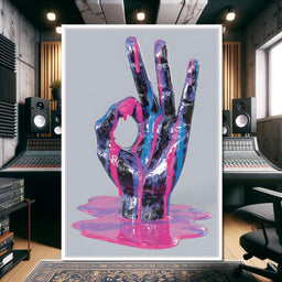 Neon Drip Hand Gesture Fusion - NicheCanvas