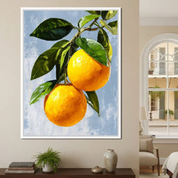 Sunlit Oranges On Branch - NicheCanvas