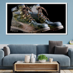 Mountain Trail Hiking Boots Double Exposure - NicheCanvas