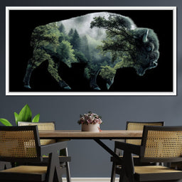 Bison Forest Spirit Silhouette - NicheCanvas
