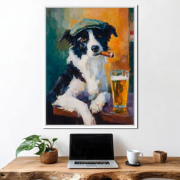 Cigar Dog Pub Portrait Oil - NicheCanvas