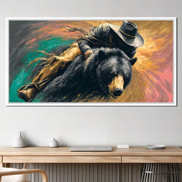 Cowboy Charge On Midnight Bear - NicheCanvas