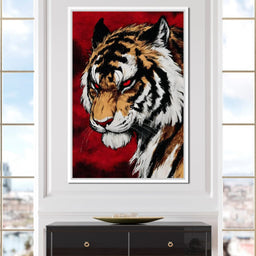 Fierce Tiger Red Eyes Roar - NicheCanvas