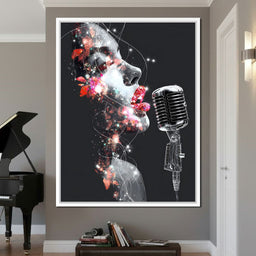 Cosmic Vocalist Neon Kiss - NicheCanvas