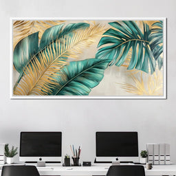 Golden Tropical Leaves Harmony - NicheCanvas