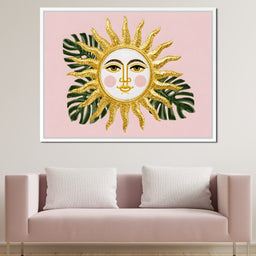 Golden Sunface Tropical Glow - NicheCanvas