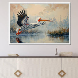 Ethereal Pelican's Graceful Glide - NicheCanvas
