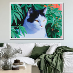 Feline Tranquility Green Garden - NicheCanvas