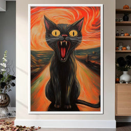 Terrified Black Cat Sunset Swirl - NicheCanvas