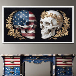 Patriotic Skulls Regal Duel - NicheCanvas