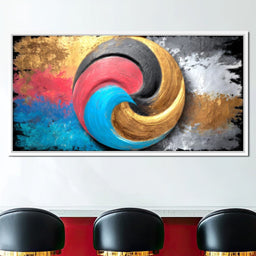 Golden Tricolor Swirl Energy Burst - NicheCanvas