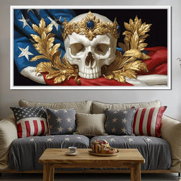 Regal Skull Golden Laurel Tribute - NicheCanvas