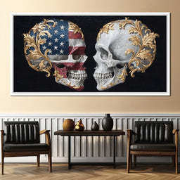 Gilded Patriotic Skull Confront - NicheCanvas
