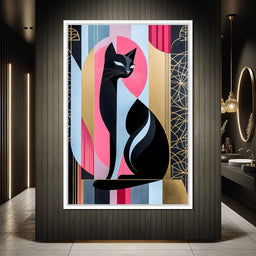 Feline Elegance Geometry Canvas - NicheCanvas