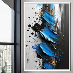 Sapphire Strokes Gold Specks  - NicheCanvas