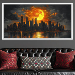 Golden Cityscape Nocturne - NicheCanvas