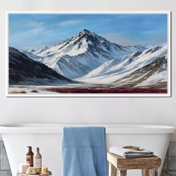 Snowy Alpine Peak Over Heather - NicheCanvas