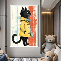 Elegant Feline in Rain Coat - NicheCanvas