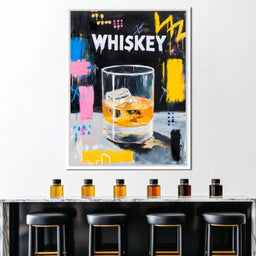 Neon Whiskey On The Rocks - NicheCanvas