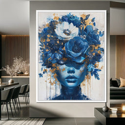 Sapphire Bloom Silhouette - NicheCanvas