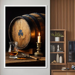 Candlelit Irish Whiskey Barrel - NicheCanvas