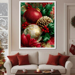 Festive Pine Holly Joyful Noel - NicheCanvas