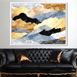 Golden Peaks Layered Mountains - NicheCanvas