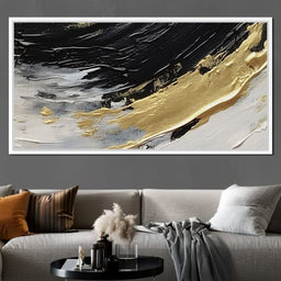 Golden Current Abstract Landscape - NicheCanvas