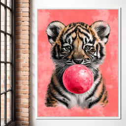 Playful Cub Bubble Burst Pink - NicheCanvas