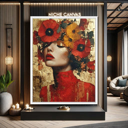 Golden Radiant Floral Muse - NicheCanvas