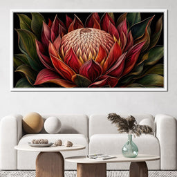 Crimson Protea Flame Crown - TooplesArt - NicheCanvas