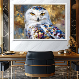 Golden Snow Owl Portrait - NicheCanvas