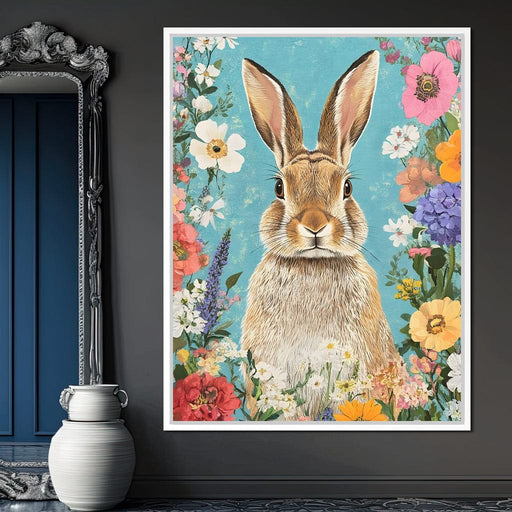 Charming Bunny Among Blossoms Canvas Print