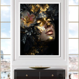 Golden Reverie Floral Visage - NicheCanvas