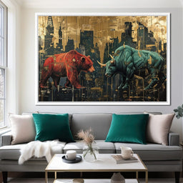 Stock Market Bear & Bull Clash - NicheCanvas