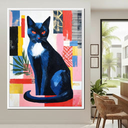 Midnight Feline Neon Collage - NicheCanvas