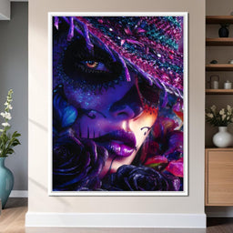 Neon Sugar Skull Rose Beauty - NicheCanvas