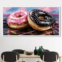 Cosmic Confectionery Over Neon Grids - NicheCanvas